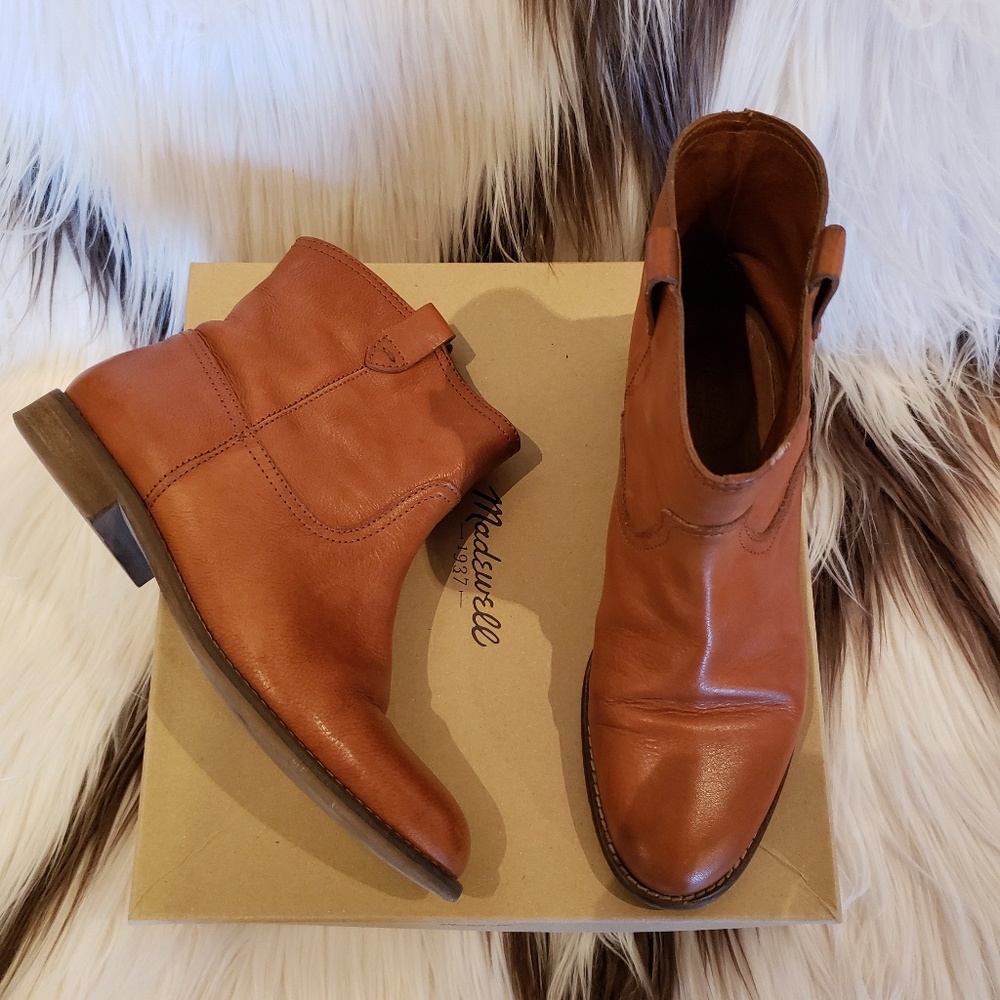 Madewell brown leather pull-on ankle boots